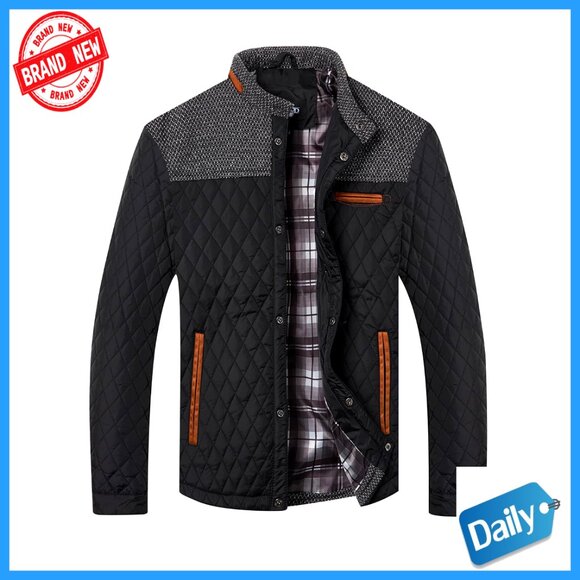 Men's Quilted Down Jacket Lightweight Business Casual Autumn Winter Coat